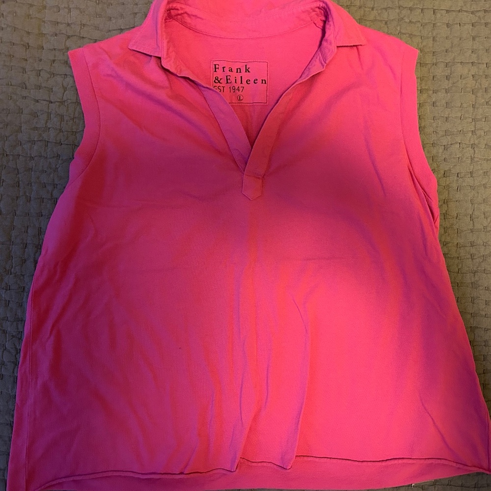 Frank & Eileen Sleeveless Polo Tank Top in Bright Pink